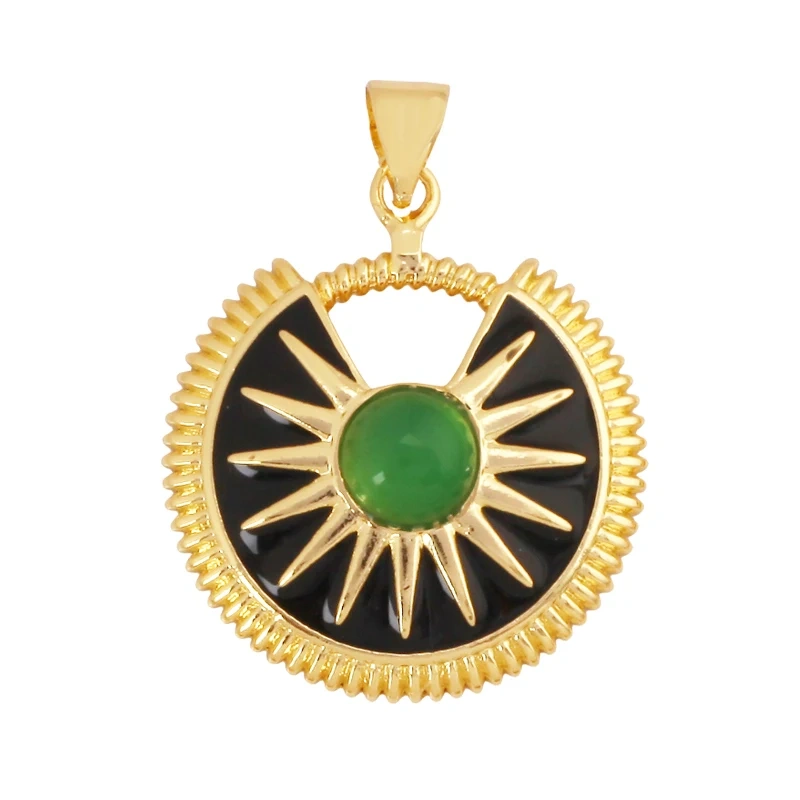 Trendy Shining Space Sun Moon Star Shell Charm Pendant,Real 18K Gold Plated Jewelry Components Findings Accessories Supplies S24