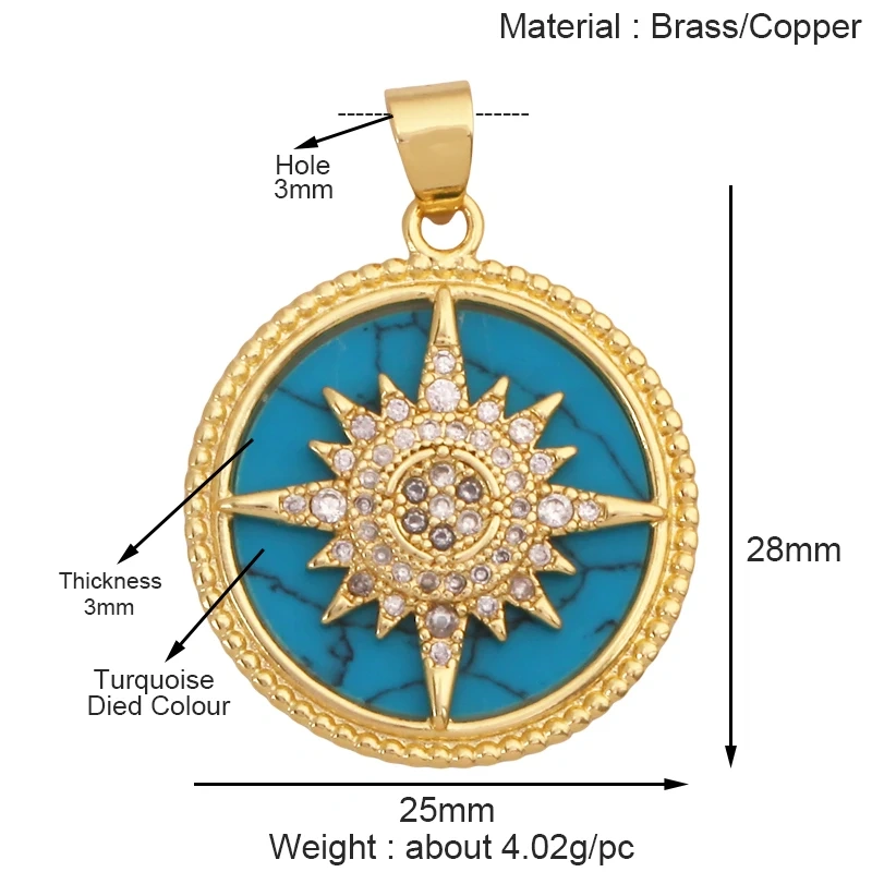 Trendy Shining Space Sun Moon Star Shell Charm Pendant,Real 18K Gold Plated Jewelry Components Findings Accessories Supplies S24