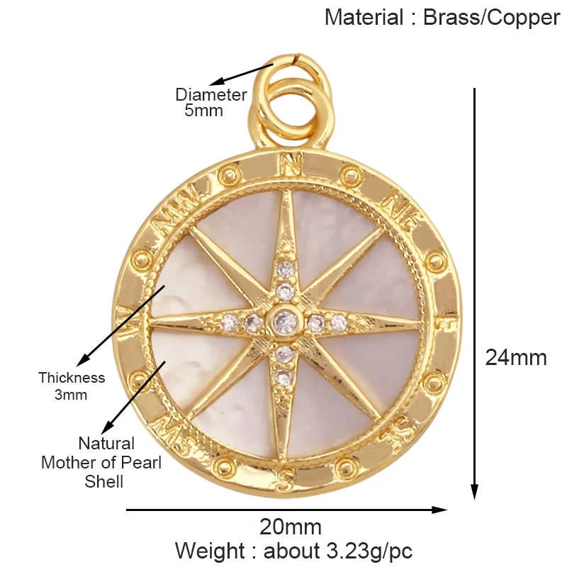 Trendy Shining Space Sun Moon Star Shell Charm Pendant,Real 18K Gold Plated Jewelry Components Findings Accessories Supplies S24