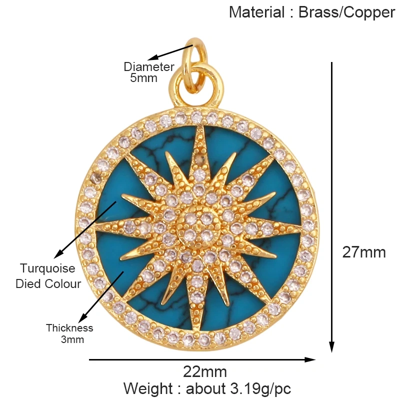 Trendy Shining Space Sun Moon Star Shell Charm Pendant,Real 18K Gold Plated Jewelry Components Findings Accessories Supplies S24