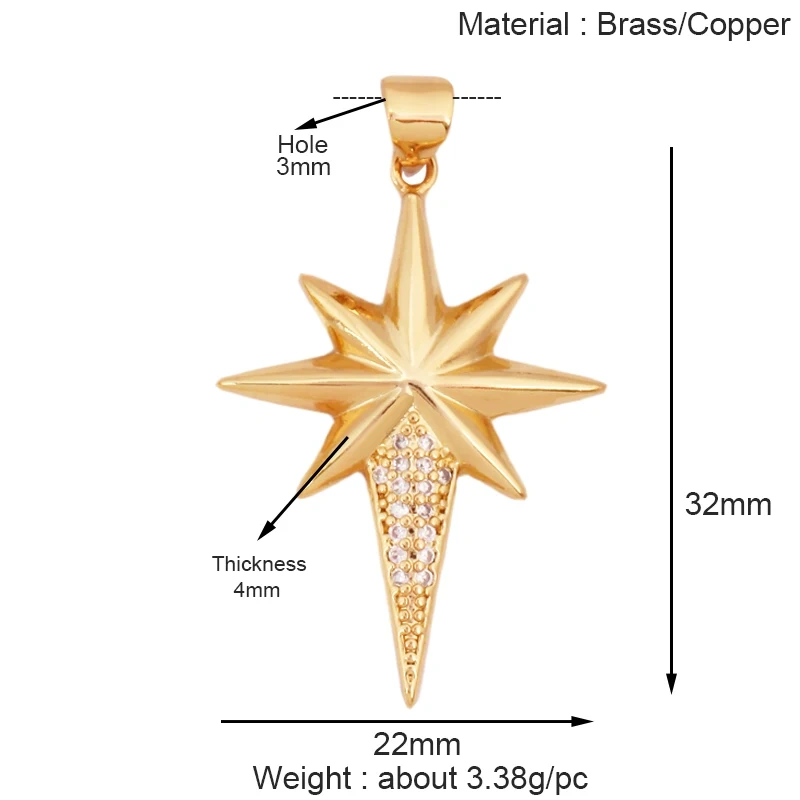 Trendy Shining Space Sun Moon Star Shell Charm Pendant,Real 18K Gold Plated Jewelry Components Findings Accessories Supplies S24
