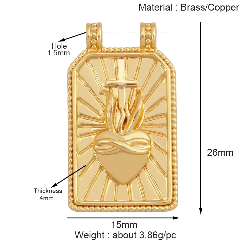 New Trendy Rainbow Zircon Shell Love Heart Charm Pendant,Creative Lock Letter Real 18K Gold Plated Jewelry Findings Supplies S19