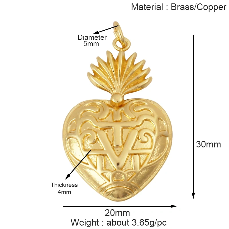 New Trendy Rainbow Zircon Shell Love Heart Charm Pendant,Creative Lock Letter Real 18K Gold Plated Jewelry Findings Supplies S19