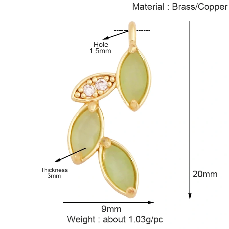 Trendy Sweet Sun Rose Flower Lotus Clover Tree Charm Pendant,Real 18k Gold Shell Zircon Jewelry Findings Necklace Supplies S22