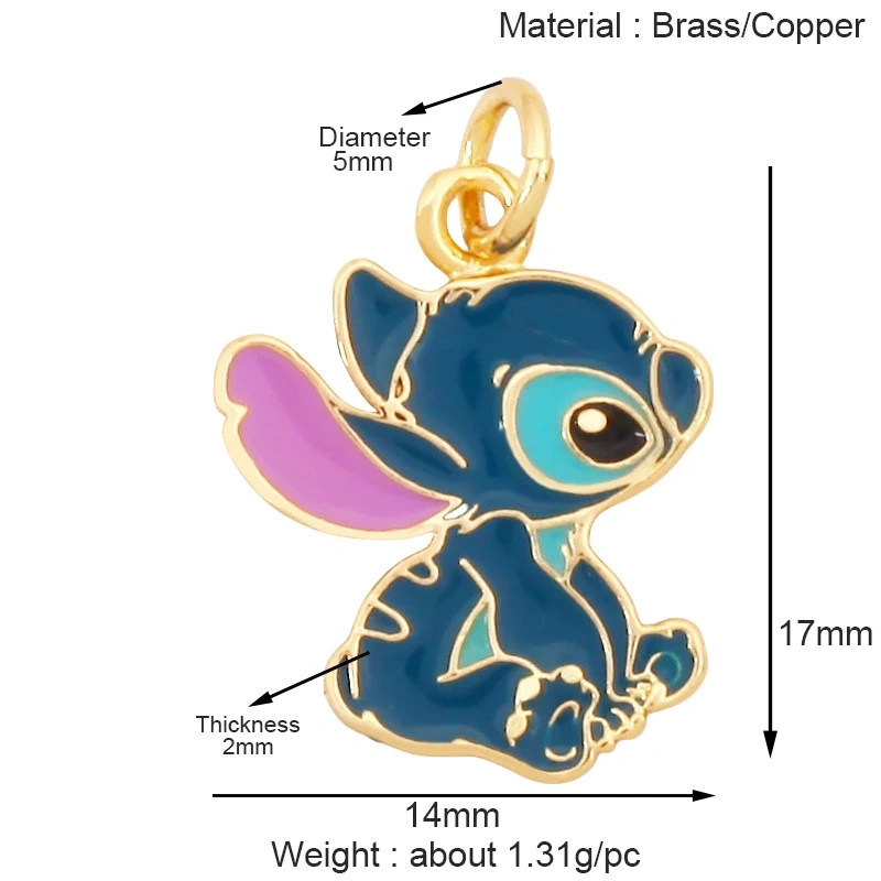 Cute Cat Dog Rabbit Bear Horse Lion Animal Charm Pendant,Real 18K Gold Plated Necklace Bracelet Jewelry Components Supplies S25