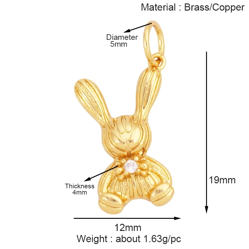 Cute Cat Dog Rabbit Bear Horse Lion Animal Charm Pendant,Real 18K Gold Plated Necklace Bracelet Jewelry Components Supplies S25