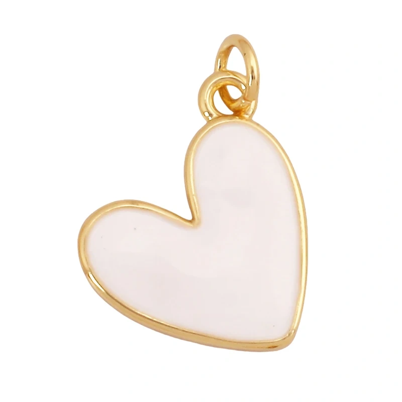 New Trendy Rainbow Zircon Shell Love Heart Charm Pendant,Creative Lock Letter Real 18K Gold Plated Jewelry Findings Supplies S19