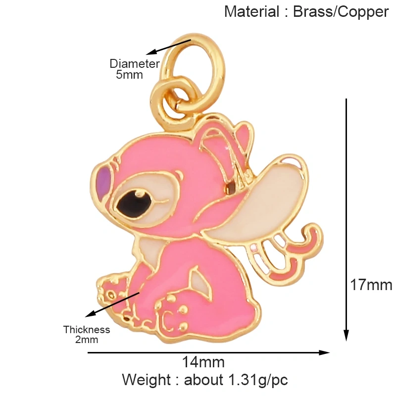 Cute Cat Dog Rabbit Bear Horse Lion Animal Charm Pendant,Real 18K Gold Plated Necklace Bracelet Jewelry Components Supplies S25