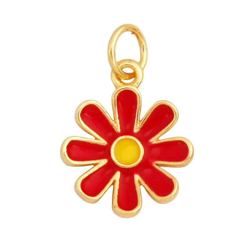 Trendy Sweet Sun Rose Flower Lotus Clover Tree Charm Pendant,Real 18k Gold Shell Zircon Jewelry Findings Necklace Supplies S22