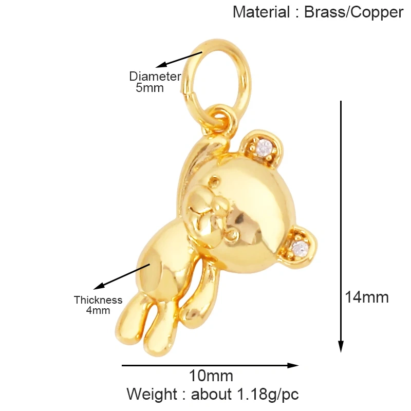 Cute Cat Dog Rabbit Bear Horse Lion Animal Charm Pendant,Real 18K Gold Plated Necklace Bracelet Jewelry Components Supplies S25