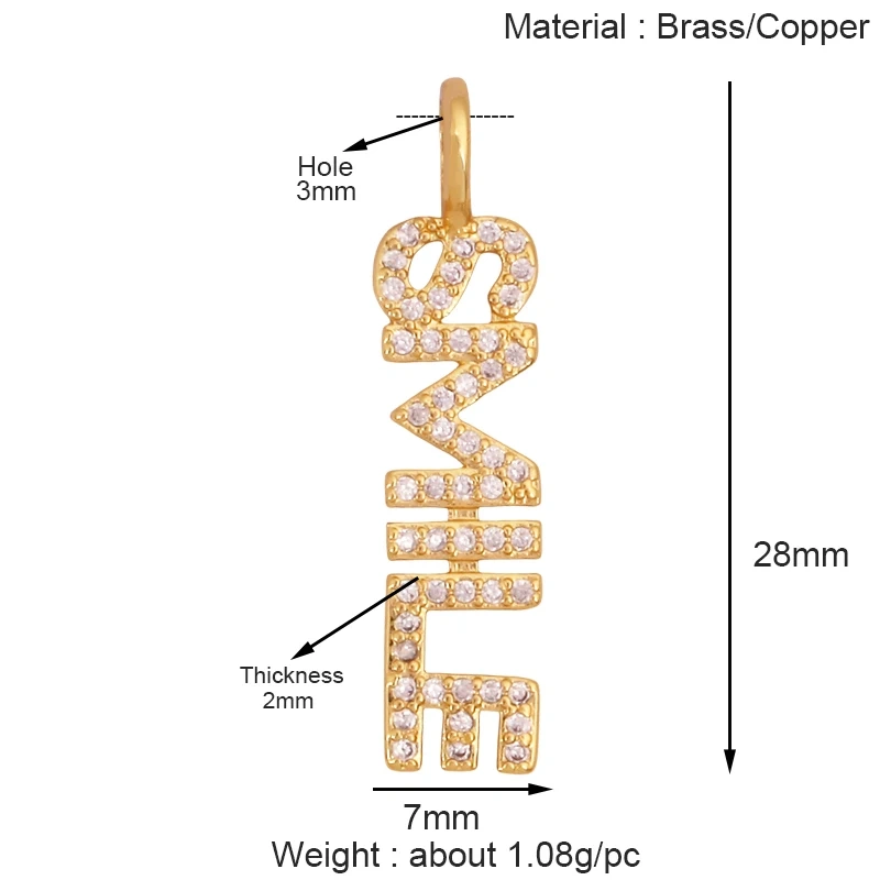 New Trendy Rainbow Zircon Shell Love Heart Charm Pendant,Creative Lock Letter Real 18K Gold Plated Jewelry Findings Supplies S19