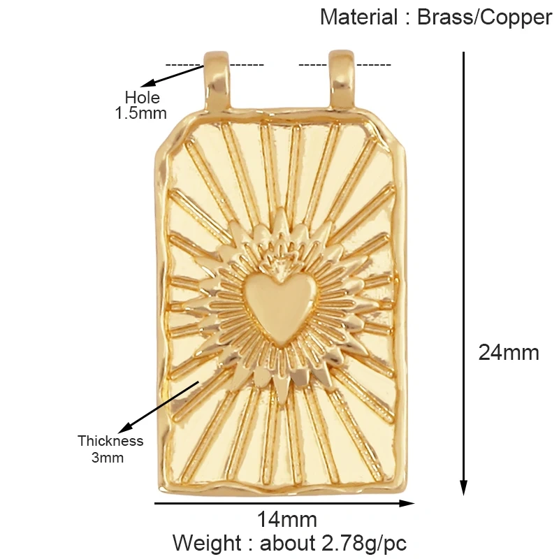 New Trendy Rainbow Zircon Shell Love Heart Charm Pendant,Creative Lock Letter Real 18K Gold Plated Jewelry Findings Supplies S19