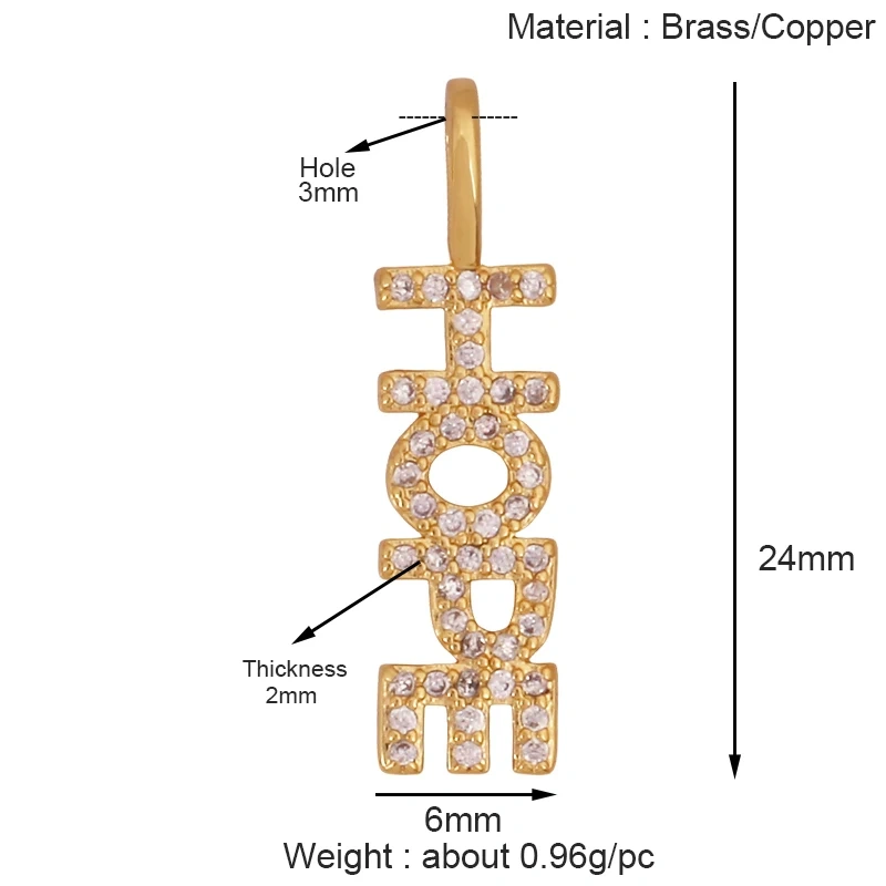 New Trendy Rainbow Zircon Shell Love Heart Charm Pendant,Creative Lock Letter Real 18K Gold Plated Jewelry Findings Supplies S19