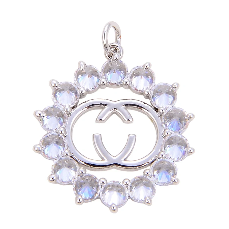 Trendy Sweet Sun Rose Flower Lotus Clover Tree Charm Pendant,Real 18k Gold Shell Zircon Jewelry Findings Necklace Supplies S22