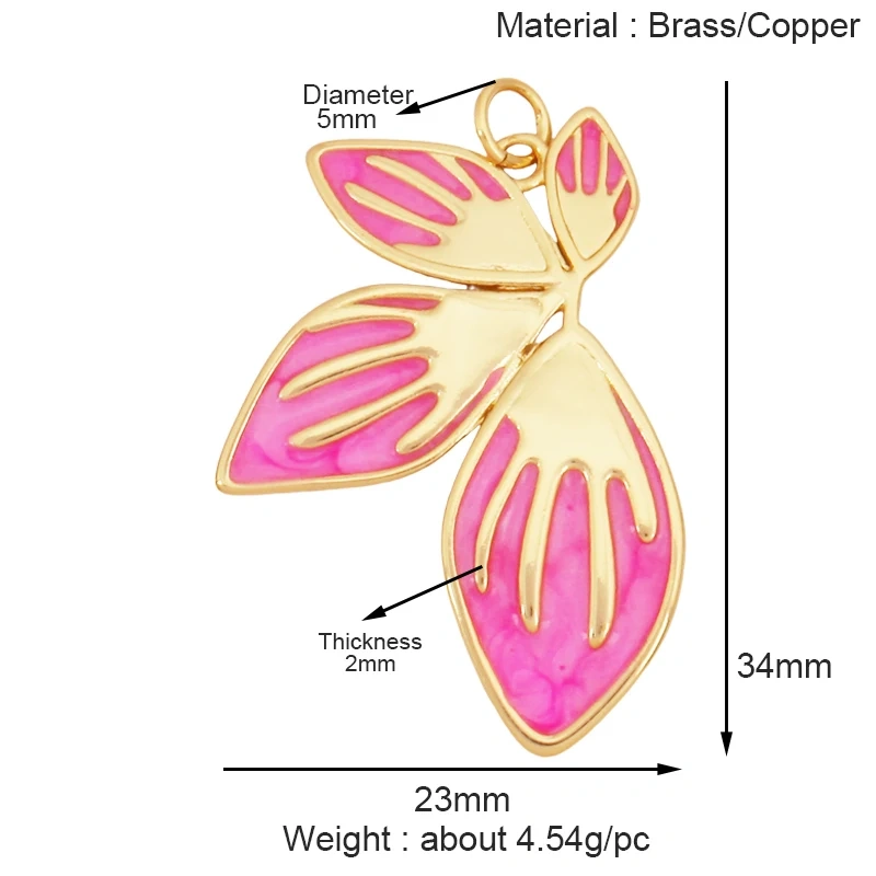 Trendy Sweet Sun Rose Flower Lotus Clover Tree Charm Pendant,Real 18k Gold Shell Zircon Jewelry Findings Necklace Supplies S22