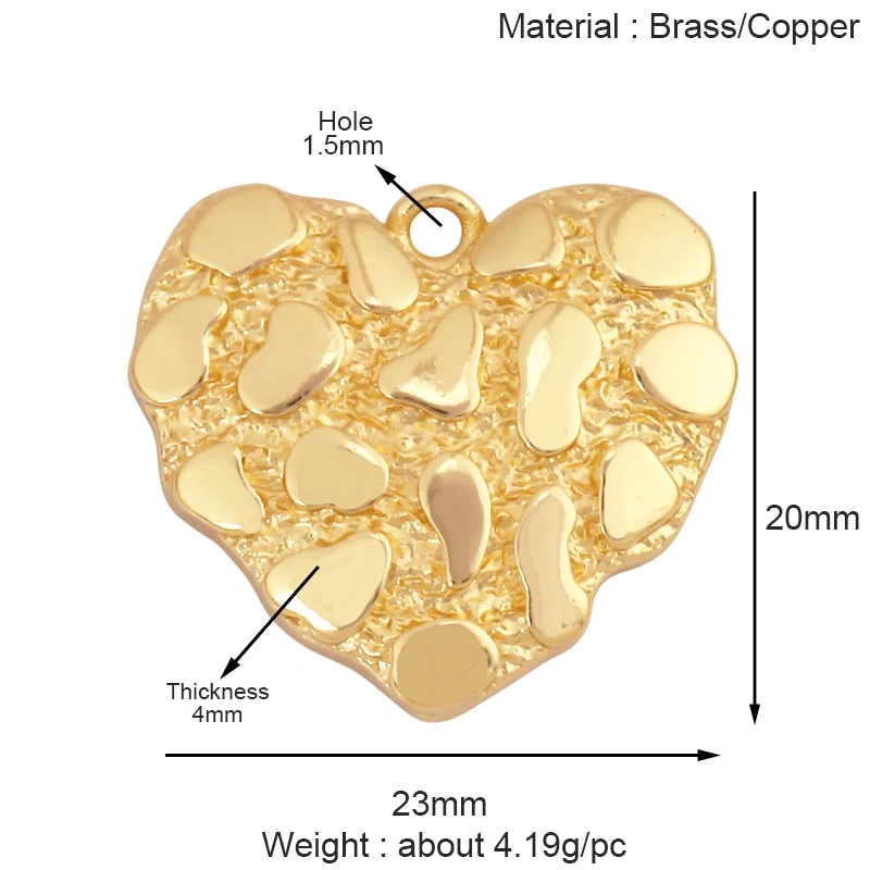 Fashion Colorful Zircon Focal Love Heart Charm Pendant,Real 18K Gold Plated Necklace Bracelet DIY Handmade Jewelry Supplies S26