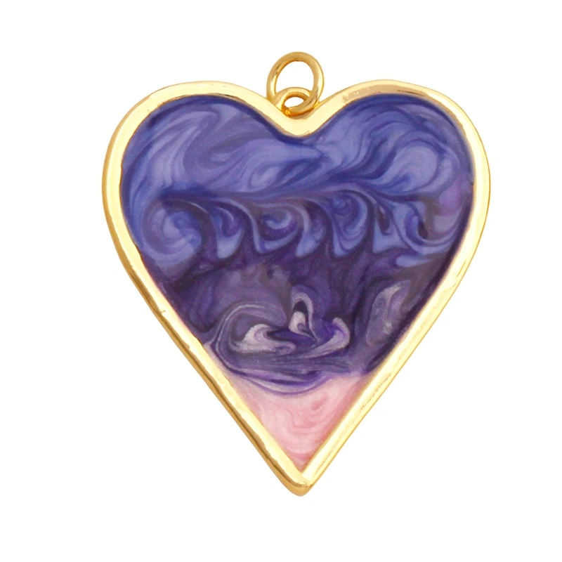 Fashion Colorful Zircon Focal Love Heart Charm Pendant,Real 18K Gold Plated Necklace Bracelet DIY Handmade Jewelry Supplies S26