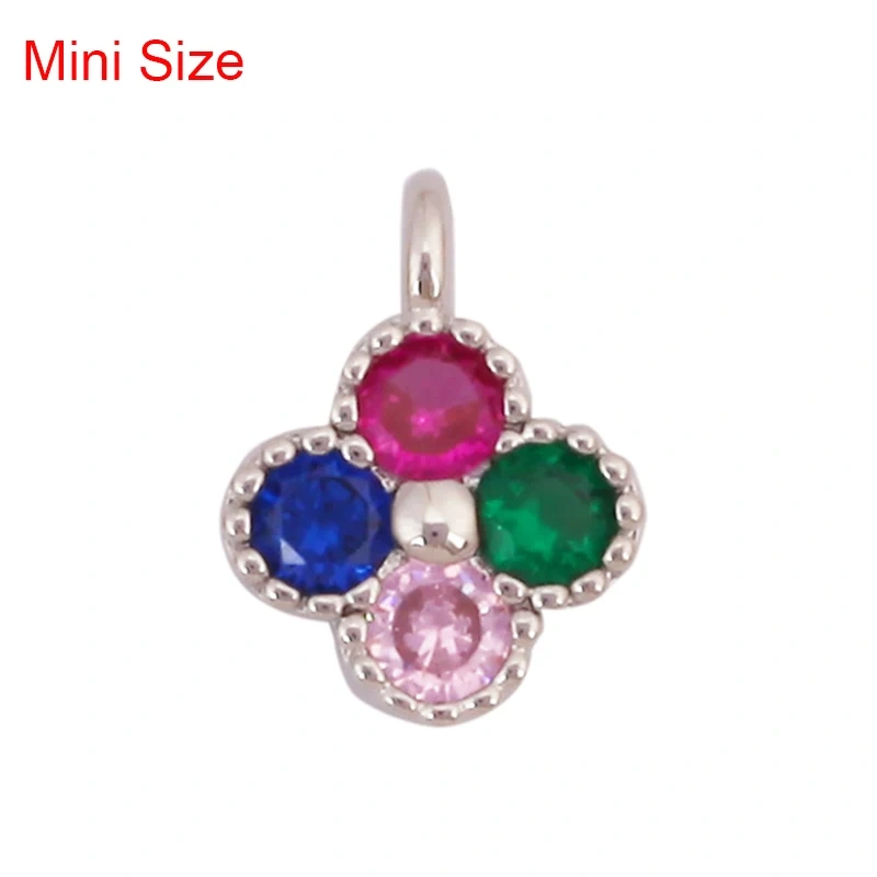 Trendy Sweet Sun Rose Flower Lotus Clover Tree Charm Pendant,Real 18k Gold Shell Zircon Jewelry Findings Necklace Supplies S22