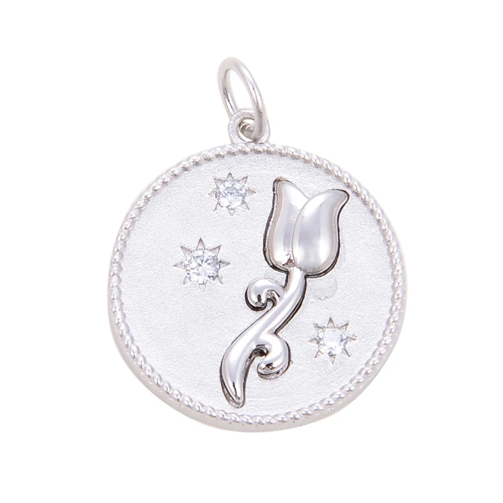 Trendy Sweet Sun Rose Flower Lotus Clover Tree Charm Pendant,Real 18k Gold Shell Zircon Jewelry Findings Necklace Supplies S22