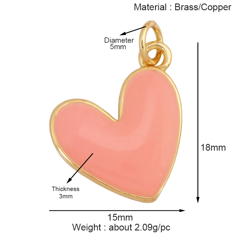 New Trendy Rainbow Zircon Shell Love Heart Charm Pendant,Creative Lock Letter Real 18K Gold Plated Jewelry Findings Supplies S19