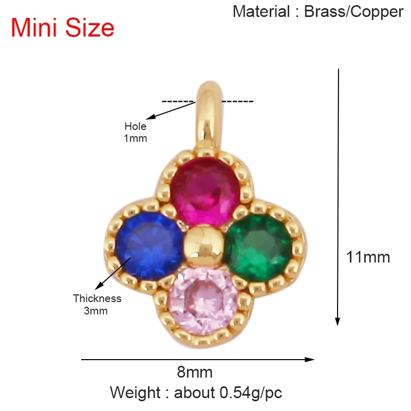 Trendy Sweet Sun Rose Flower Lotus Clover Tree Charm Pendant,Real 18k Gold Shell Zircon Jewelry Findings Necklace Supplies S22