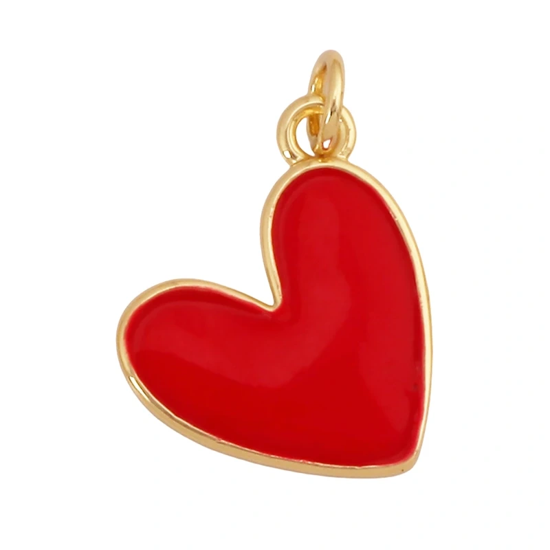 New Trendy Rainbow Zircon Shell Love Heart Charm Pendant,Creative Lock Letter Real 18K Gold Plated Jewelry Findings Supplies S19