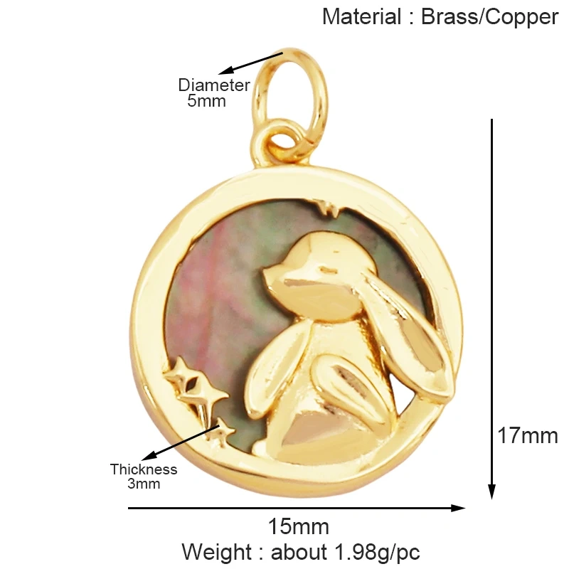 Cute Cat Dog Rabbit Bear Horse Lion Animal Charm Pendant,Real 18K Gold Plated Necklace Bracelet Jewelry Components Supplies S25