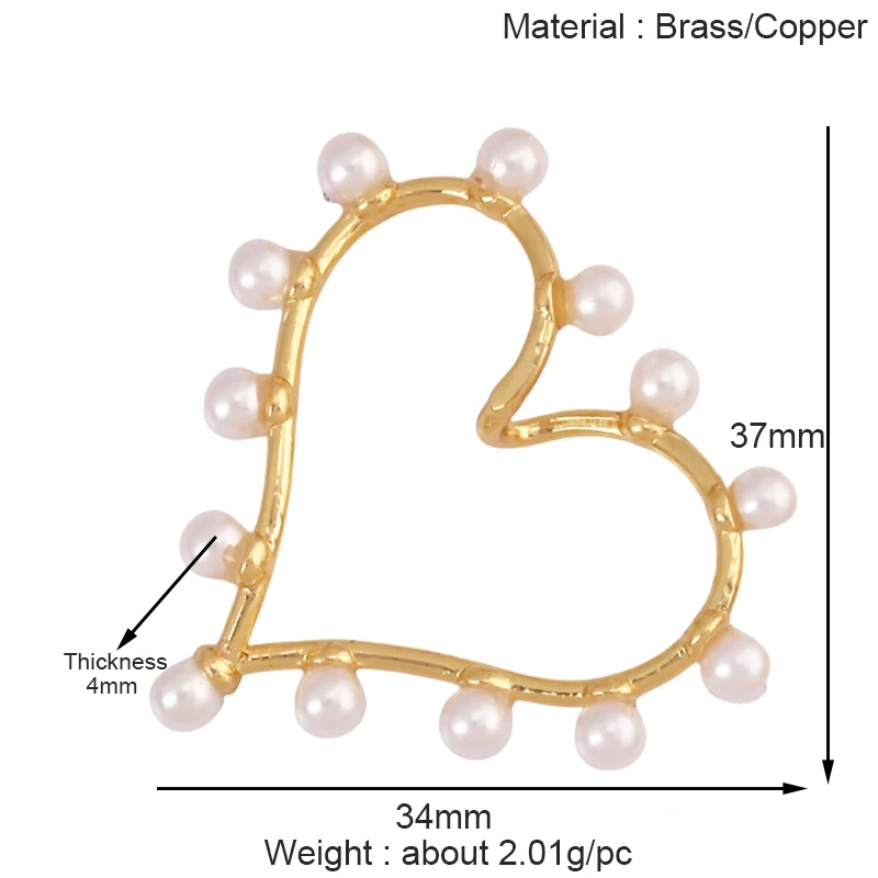 Fashion Colorful Zircon Focal Love Heart Charm Pendant,Real 18K Gold Plated Necklace Bracelet DIY Handmade Jewelry Supplies S26