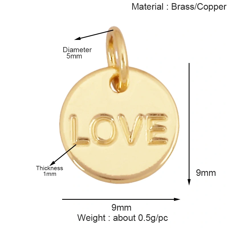 New Trendy Rainbow Zircon Shell Love Heart Charm Pendant,Creative Lock Letter Real 18K Gold Plated Jewelry Findings Supplies S19