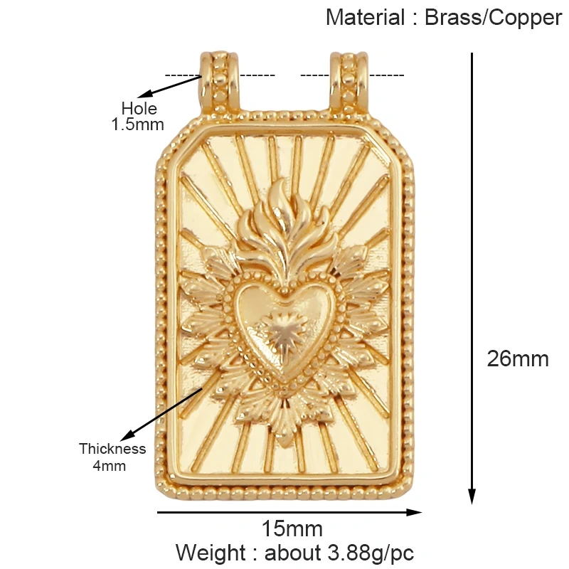 New Trendy Rainbow Zircon Shell Love Heart Charm Pendant,Creative Lock Letter Real 18K Gold Plated Jewelry Findings Supplies S19