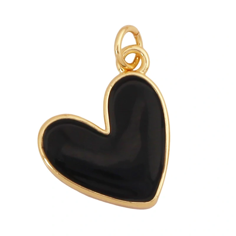 New Trendy Rainbow Zircon Shell Love Heart Charm Pendant,Creative Lock Letter Real 18K Gold Plated Jewelry Findings Supplies S19