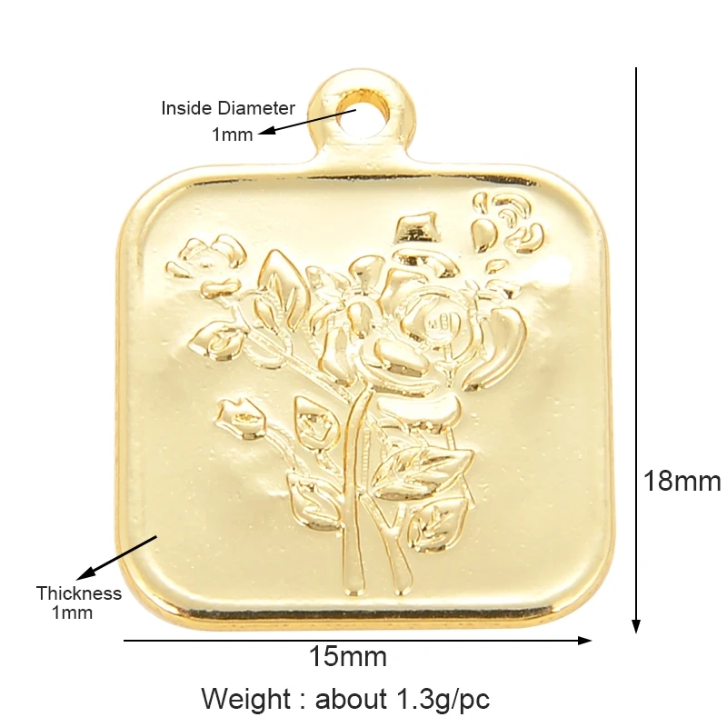 Trendy Sweet Sun Rose Flower Lotus Clover Tree Charm Pendant,Real 18k Gold Shell Zircon Jewelry Findings Necklace Supplies S22