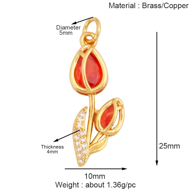 Trendy Sweet Sun Rose Flower Lotus Clover Tree Charm Pendant,Real 18k Gold Shell Zircon Jewelry Findings Necklace Supplies S22