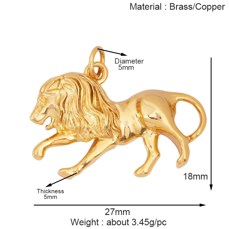 Cute Cat Dog Rabbit Bear Horse Lion Animal Charm Pendant,Real 18K Gold Plated Necklace Bracelet Jewelry Components Supplies S25