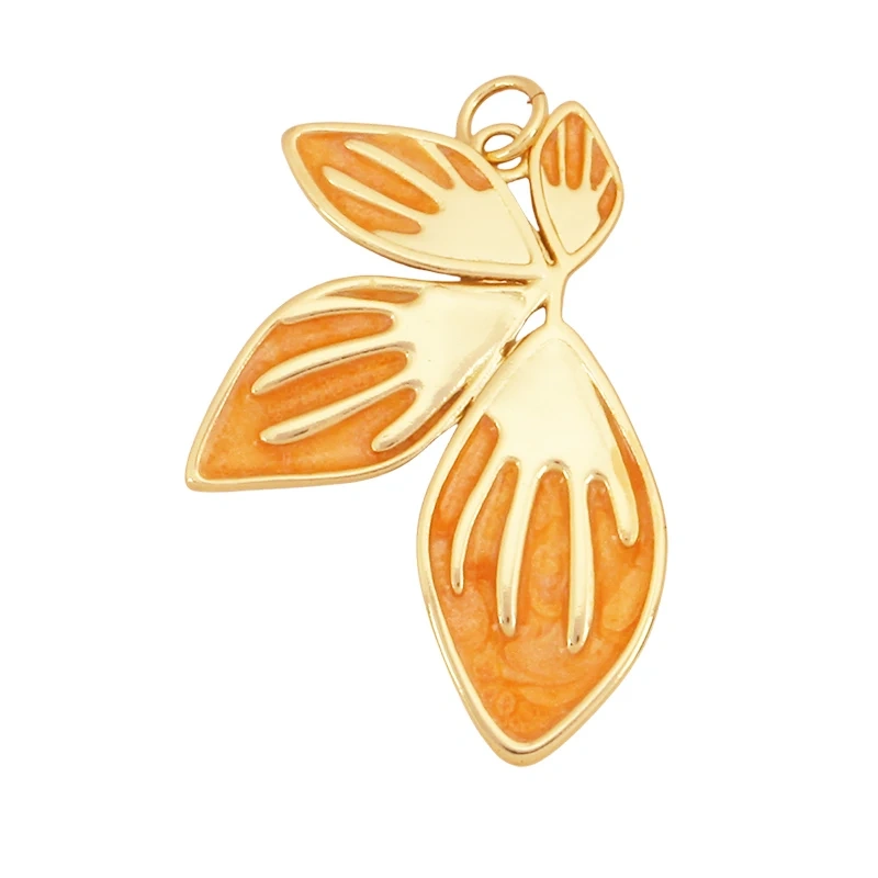 Trendy Sweet Sun Rose Flower Lotus Clover Tree Charm Pendant,Real 18k Gold Shell Zircon Jewelry Findings Necklace Supplies S22