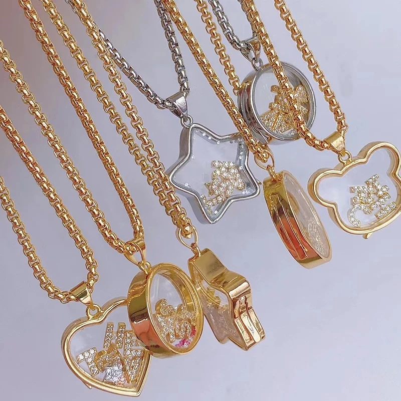 Fashion Shining Mini Loveing Heart Lip Star Clover Letter Mix Style Charm Pendant,Jewelry Necklace DIY Making Accessories K86