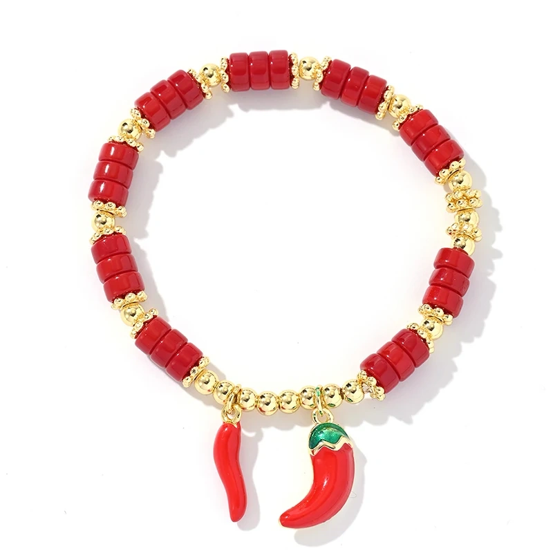 Red Peach Heart Fruit Beads Versatile Best Friend Fashion Gift Couple Bracelet , Fashion Party Amulet Proection Bracelet X258-B