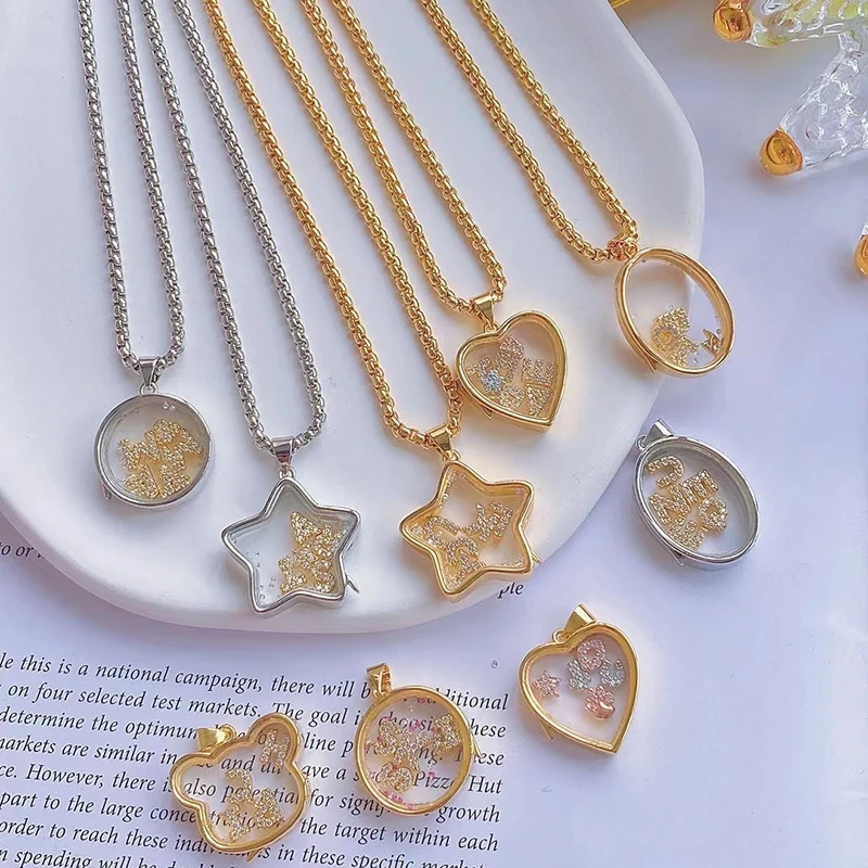 Fashion Shining Mini Loveing Heart Lip Star Clover Letter Mix Style Charm Pendant,Jewelry Necklace DIY Making Accessories K86
