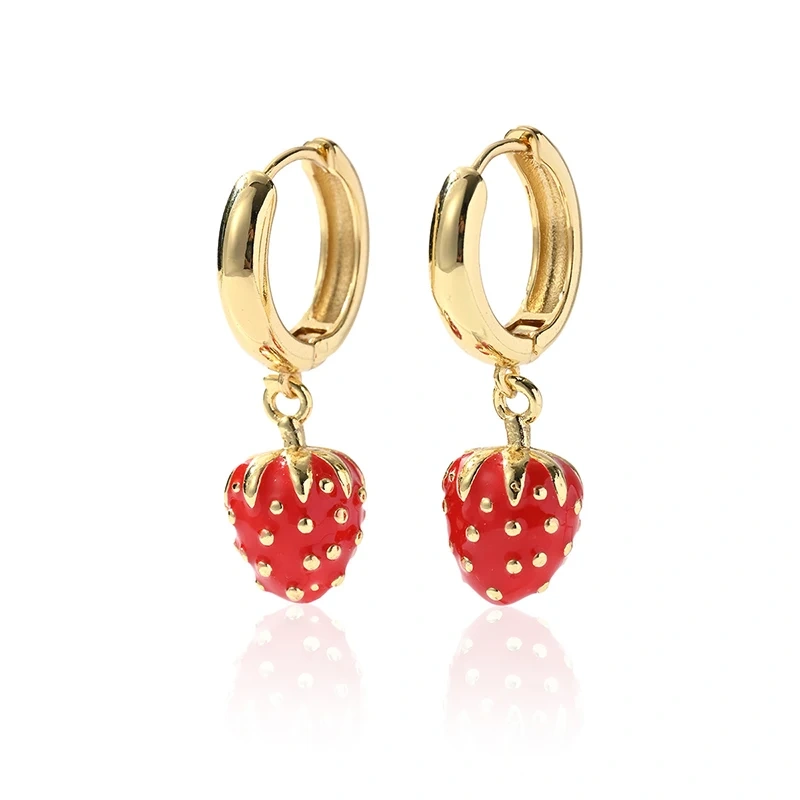 New in fruit cherry strawberry dragon fruit pendant, oil dripping earrings Women female earrings X268