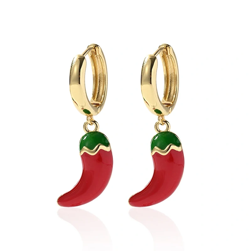 New in fruit cherry strawberry dragon fruit pendant, oil dripping earrings Women female earrings X268