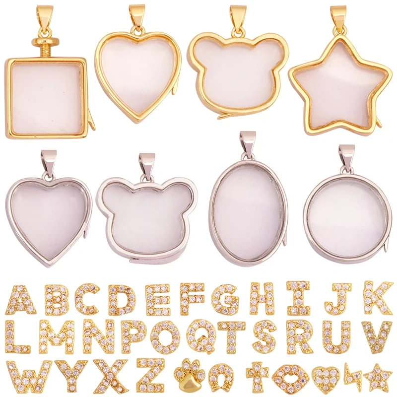 Fashion Shining Mini Loveing Heart Lip Star Clover Letter Mix Style Charm Pendant,Jewelry Necklace DIY Making Accessories K86