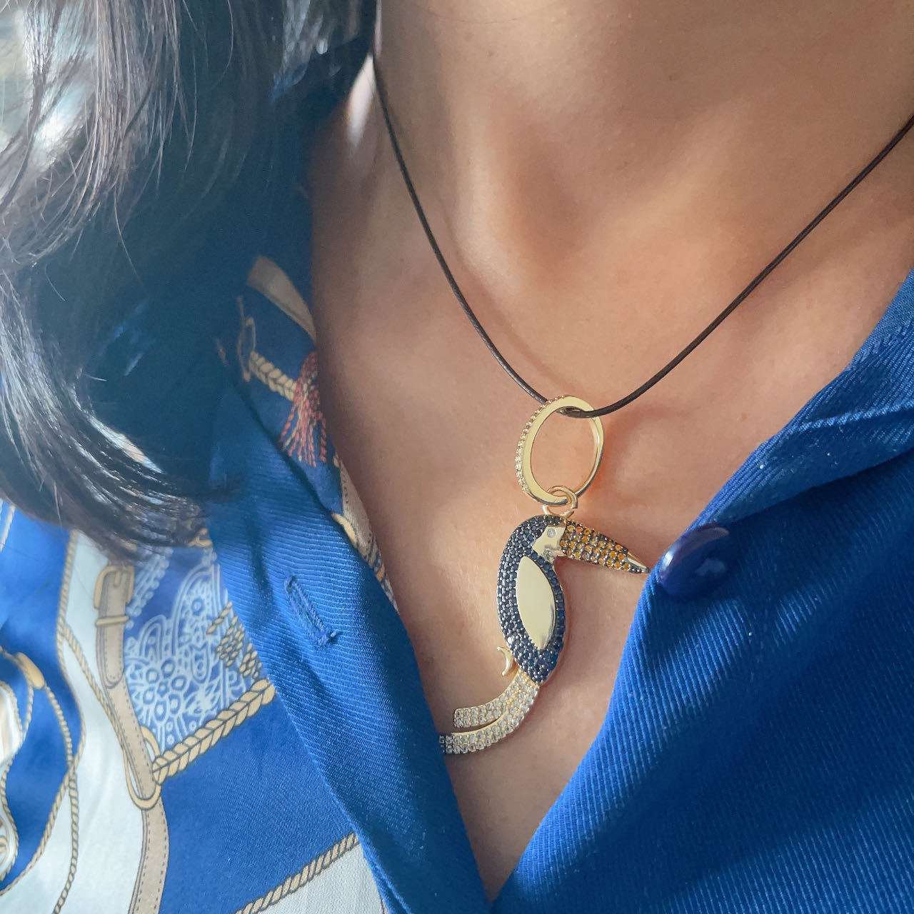Bee Butterfly Bird Eagle Owl 18K Gold Plated Colorful Zircon Charm Pendant,Cute Insect Animal Jewelry Necklace Making Supply M71