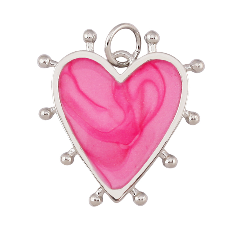 Colour Rainbow Love Heart Wing Shell Pearl Zircon Charm Pendant,18K Gold Plated Jewelry Findings Necklace Accessories Supply L49