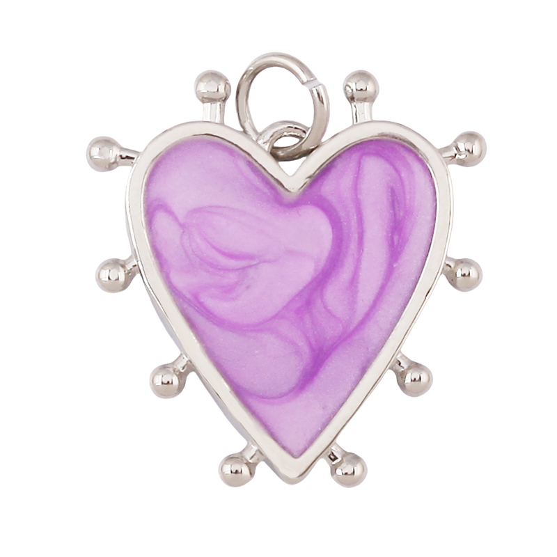 Colour Rainbow Love Heart Wing Shell Pearl Zircon Charm Pendant,18K Gold Plated Jewelry Findings Necklace Accessories Supply L49