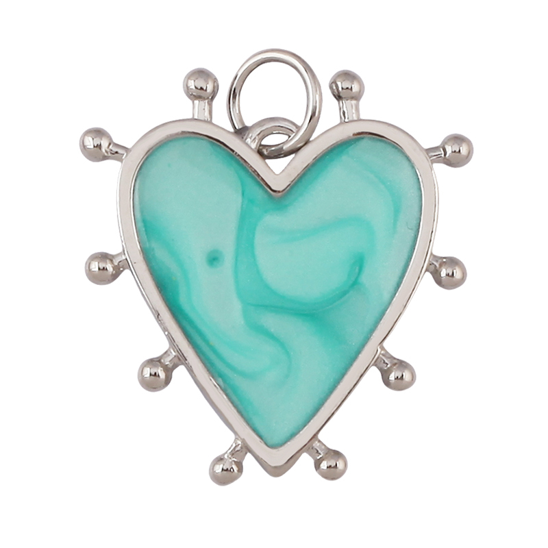 Colour Rainbow Love Heart Wing Shell Pearl Zircon Charm Pendant,18K Gold Plated Jewelry Findings Necklace Accessories Supply L49