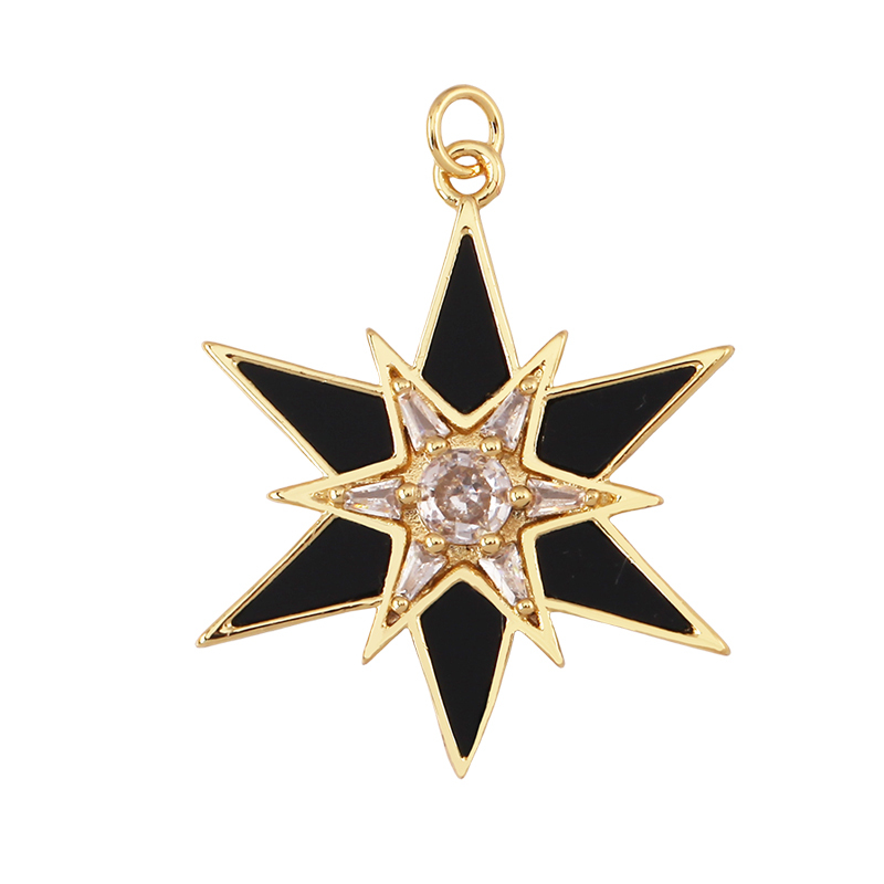 New Trendy Shining Space Sun Moon Star Charm Pendant,18K Gold Inlaid Cubic Zirconia Jewelry Necklace Bracelet Making Supply L44