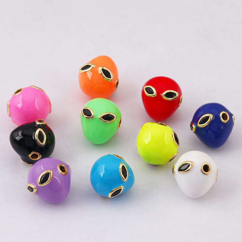 Happy Halloween 3D Pumpkin Skull Head Bead,Paracord Beads,Men 18K Gold Brass Bracelet Charms Components Accessories Supplies K50