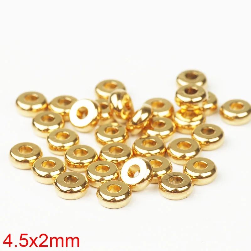24K Vacuum Gold Plated 4-12mm Separators Brass Spacer Beads,Round Flat ,Not Easy to Tarnish , Jewelry Making Supplies S39