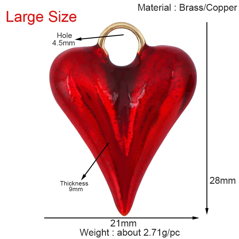 Trendy Without Zircon Love Heart Charm Pendant,Real 18K Gold Plated Necklace Bracelet DIY Handmade Jewelry Making Supplies K57