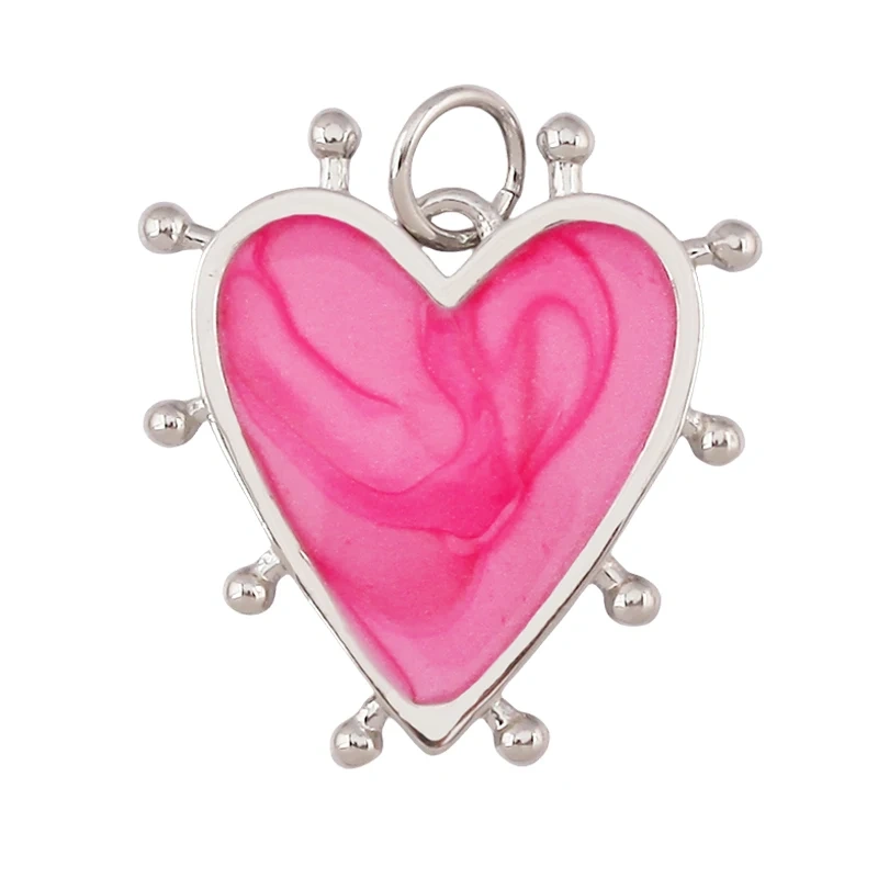 Fashion Enamel Red Heart Charm Pendant,Real 18K Gold Plated Zircon Necklace Bracelet Pendant Handmade Jewelry Accessories L49